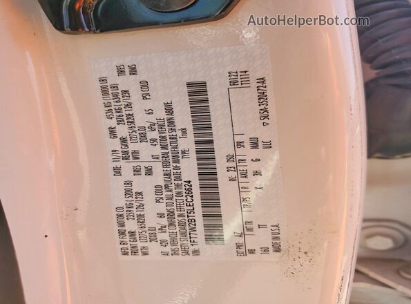 1FT7W2BT5LEC26624 2020 FORD F250 White VIN კოდის სტიკერის ხედი