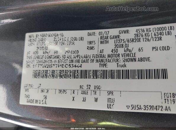 1FT7W2BT7HEC53444 2017 FORD F-250 Gray Vista del compartimento del motor