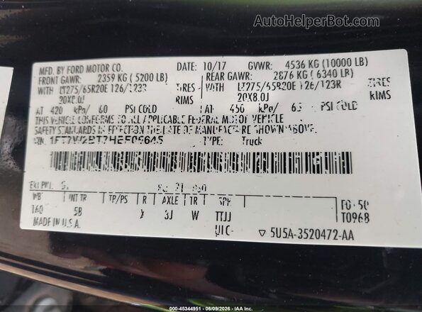 1FT7W2BT7HEF05645 2017 FORD F-250 Black ძრავის განყოფილების ხედი