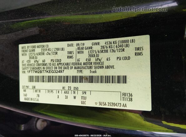 1FT7W2BT7KEG32497 2019 FORD F-250 Black Շարժիչի բաժամունքի տեսք