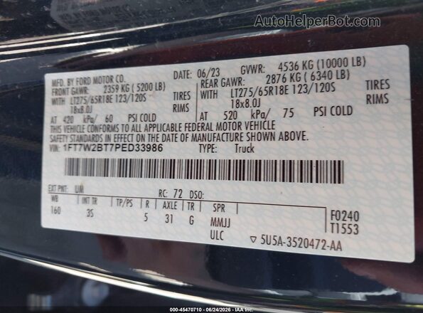 1FT7W2BT7PED33986 2023 FORD F-250 Black Widok komory silnika