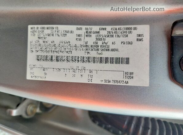1FT7W2BT8HEF07405 2017 FORD F250 Silver Widok komory silnika