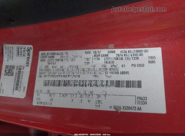 1FT7W2BT8HEF12376 2017 FORD F-250 Red Vista del compartimento del motor