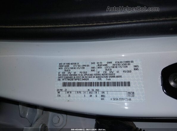 1FT7W2BT8PEC34920 2023 FORD F-250 Белый Вид подкапотного пространства