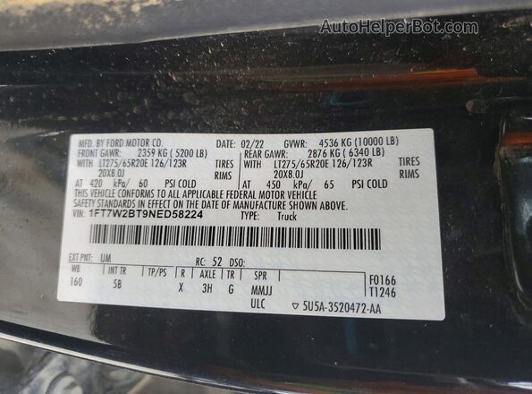 1FT7W2BT9NED58224 2022 FORD F250 Black Engine compartment view