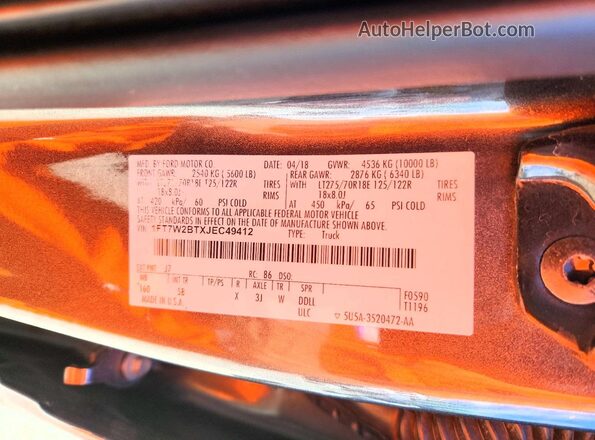 1FT7W2BTXJEC49412 2018 FORD F250 Gray ძრავის განყოფილების ხედი