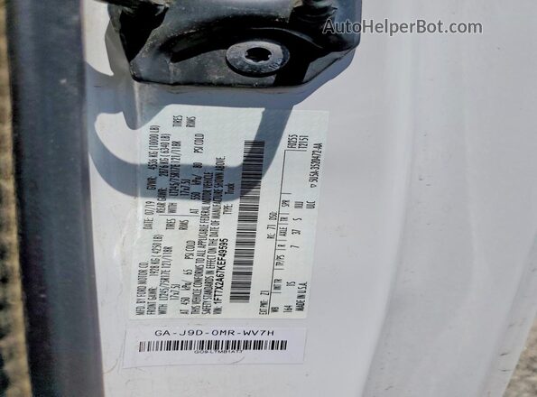 1FT7X2A67KEF49595 2019 FORD F250 White Vista de la etiqueta del VIN