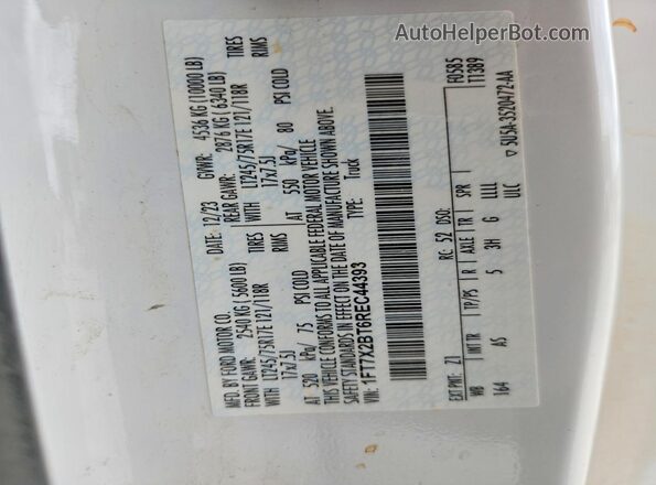 1FT7X2BT6REC44393 2024 FORD F250 White Вид підкапотного простору