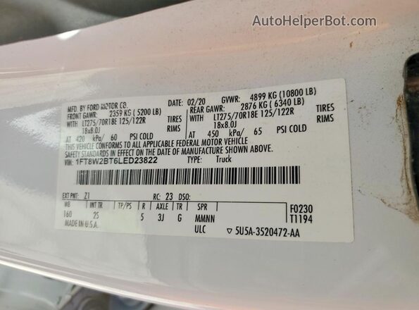 1FT8W2BT6LED23822 2020 FORD F250 White Շարժիչի բաժամունքի տեսք
