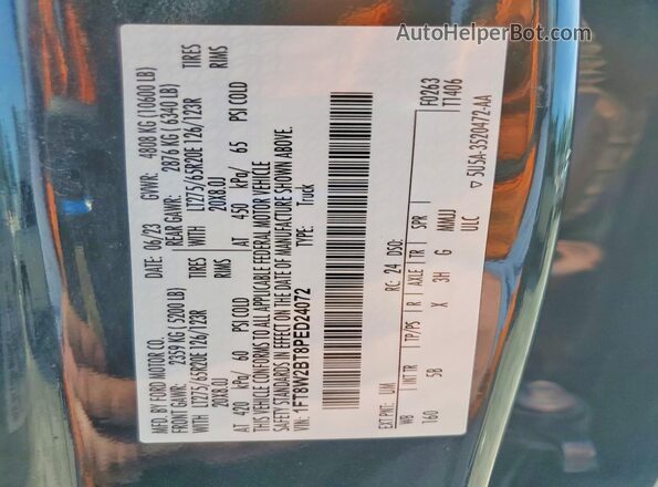 1FT8W2BT8PED24072 2023 FORD F250 Black Widok naklejki z numerem VIN