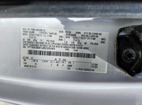 1FT8X3B61JEC25243 2018 FORD F350 White 