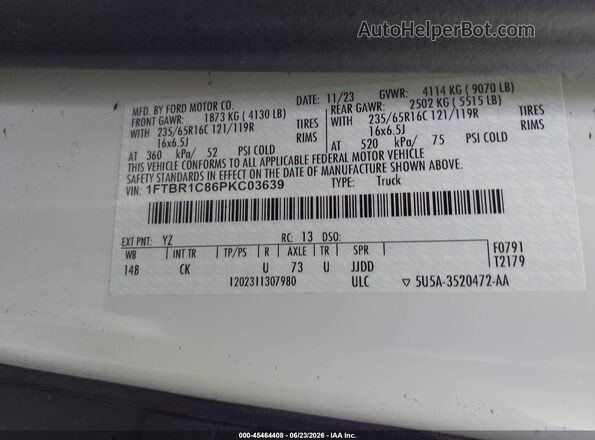 1FTBR1C86PKC03639 2023 FORD TRANSIT-250 White Շարժիչի բաժամունքի տեսք