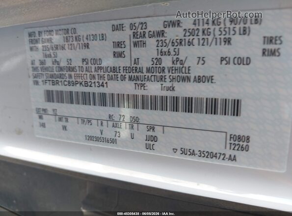 1FTBR1C89PKB21341 2023 FORD TRANSIT-250 White Շարժիչի բաժամունքի տեսք