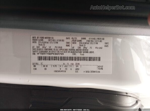 1FTBR1Y80PKB05795 2023 FORD TRANSIT-250 White Engine compartment view