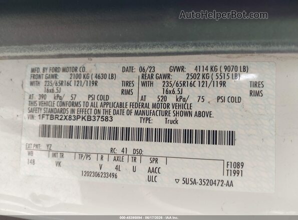 1FTBR2X83PKB37583 2023 FORD TRANSIT-250 Белый Вид подкапотного пространства