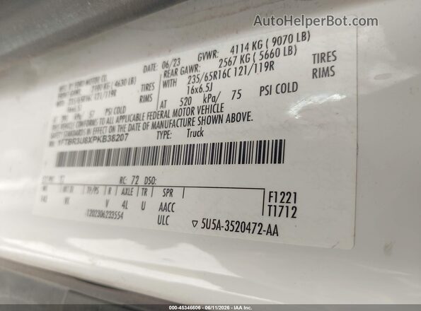 1FTBR3U8XPKB38207 2023 FORD TRANSIT-250 White Trasero derecho