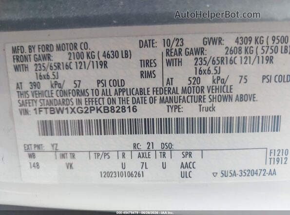 1FTBW1XG2PKB82816 2023 FORD TRANSIT-350 White Вид підкапотного простору