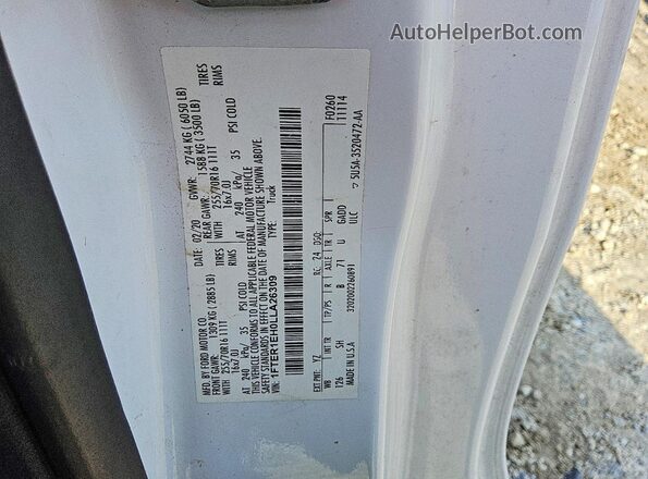 1FTER1EH0LLA26309 2020 FORD RANGER White 