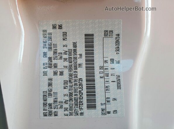 1FTER1EH2PLE29729 2023 FORD RANGER White Widok komory silnika
