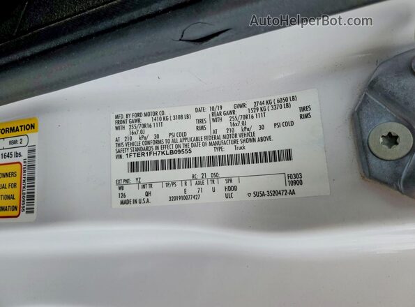 1FTER1FH7KLB09555 2019 FORD RANGER White 