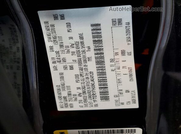 1FTER1FHXKLA84120 2019 FORD RANGER Black 