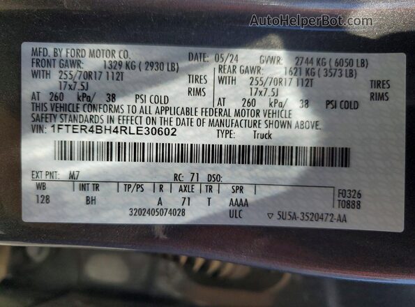 1FTER4BH4RLE30602 2024 FORD RANGER Gray 