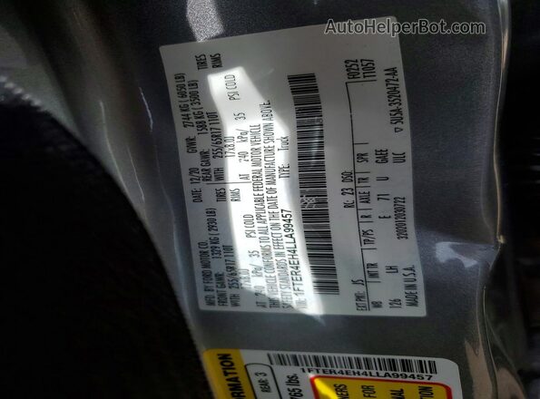 1FTER4EH4LLA99457 2020 FORD RANGER Silver Widok naklejki z numerem VIN
