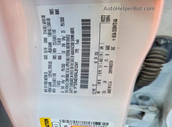 1FTER4EHXKLB12341 2019 FORD RANGER White ძრავის განყოფილების ხედი