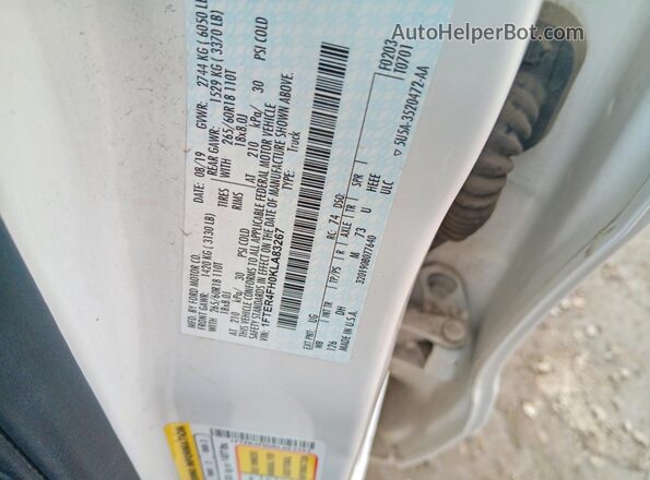 1FTER4FH0KLA83267 2019 FORD RANGER White Widok naklejki z numerem VIN