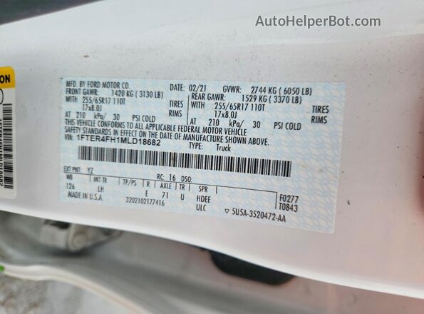 1FTER4FH1MLD18682 2021 FORD RANGER White 