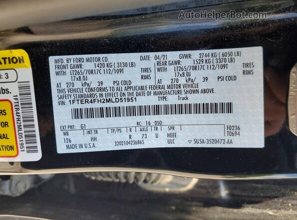 1FTER4FH2MLD51951 2021 FORD RANGER Black Engine compartment view