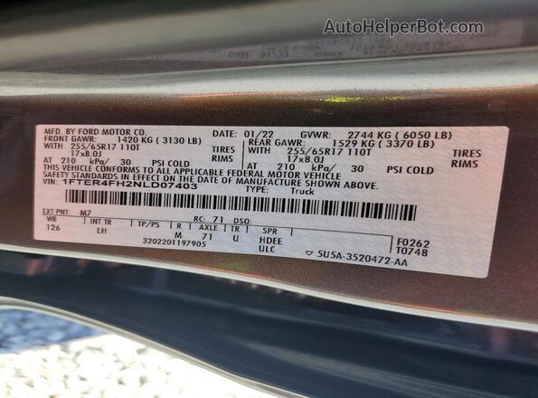 1FTER4FH2NLD07403 2022 FORD RANGER Gray Widok komory silnika