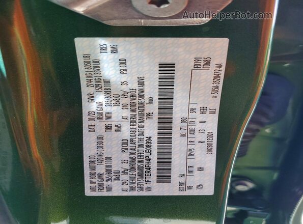 1FTER4FH4PLE08994 2023 FORD RANGER Green VIN sticker view