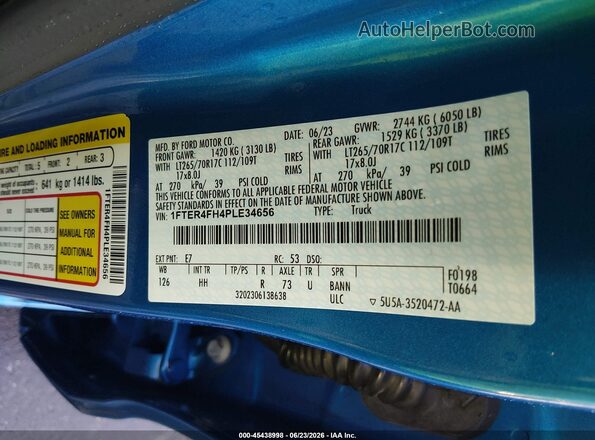 1FTER4FH4PLE34656 2023 FORD RANGER Blue Vista del compartimento del motor