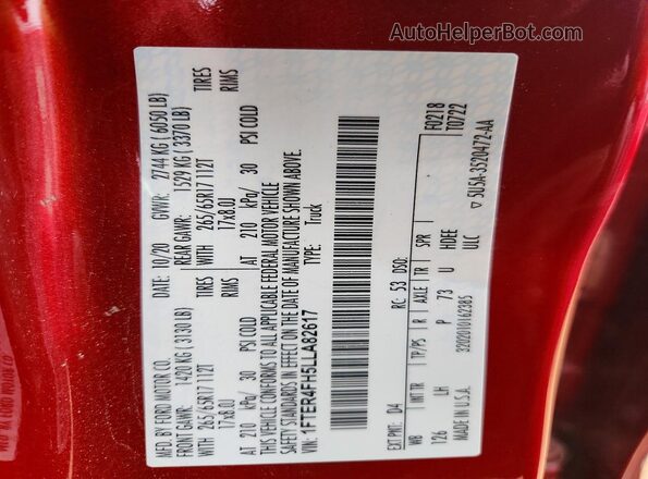1FTER4FH5LLA82617 2020 FORD RANGER Red 
