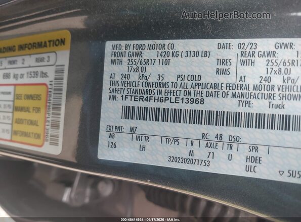 1FTER4FH6PLE13968 2023 FORD RANGER Gray Vista del compartimento del motor
