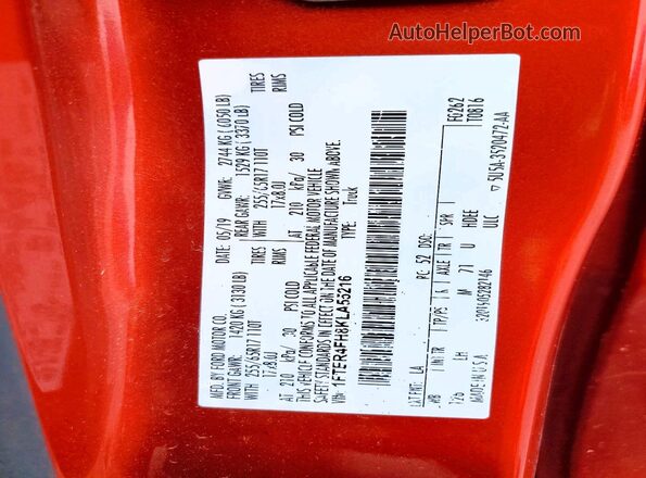 1FTER4FH8KLA55216 2019 FORD RANGER Red 