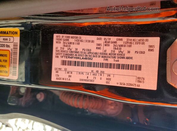 1FTER4FH9KLA48582 2019 FORD RANGER Black Շարժիչի բաժամունքի տեսք