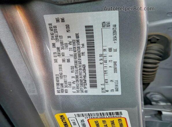 1FTER4FH9LLA58420 2020 FORD RANGER Silver Вид підкапотного простору