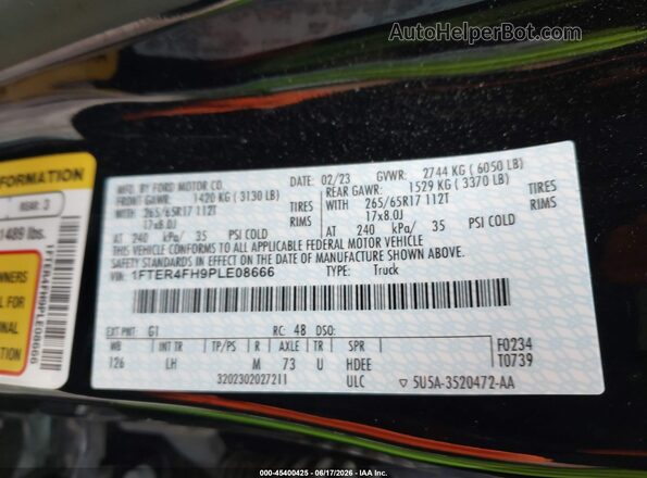 1FTER4FH9PLE08666 2023 FORD RANGER Black Vista del compartimento del motor