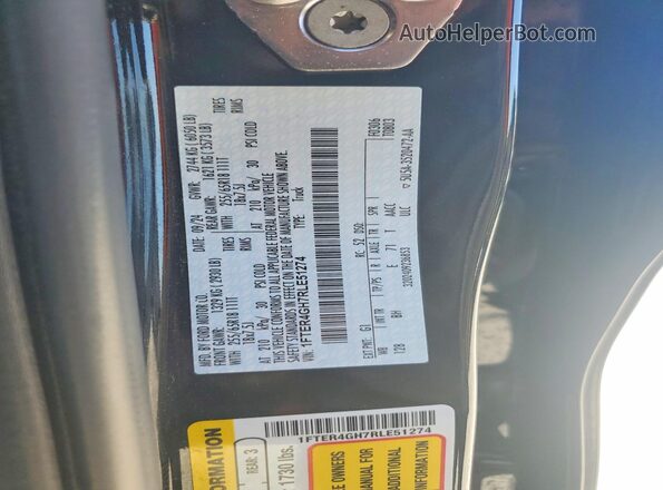 1FTER4GH7RLE51274 2024 FORD RANGER Black Вид підкапотного простору