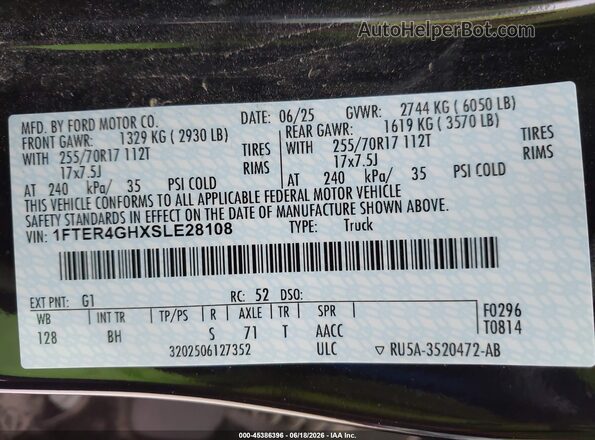 1FTER4GHXSLE28108 2025 FORD RANGER Черный Вид подкапотного пространства