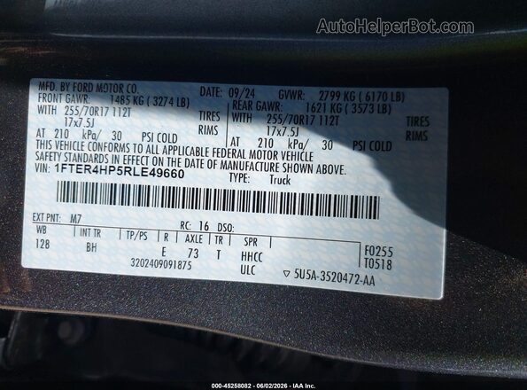 1FTER4HP5RLE49660 2024 FORD RANGER Gray Engine compartment view