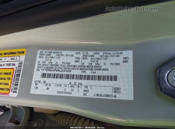 1FTER4HP6RLE57220 2024 FORD RANGER Gray Вид підкапотного простору