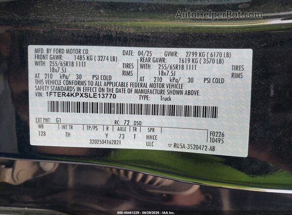 1FTER4KPXSLE13770 2025 FORD RANGER Black Vista del compartimento del motor