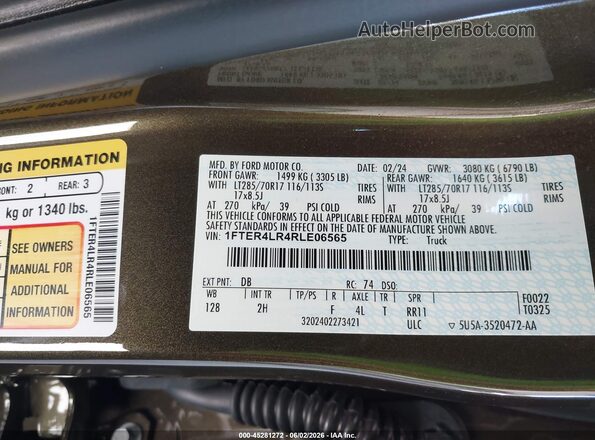 1FTER4LR4RLE06565 2024 FORD RANGER Brown Engine compartment view