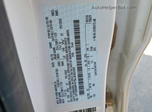 1FTER4PH7SLE02355 2025 FORD RANGER Белый Вид наклейки с VIN-кодом