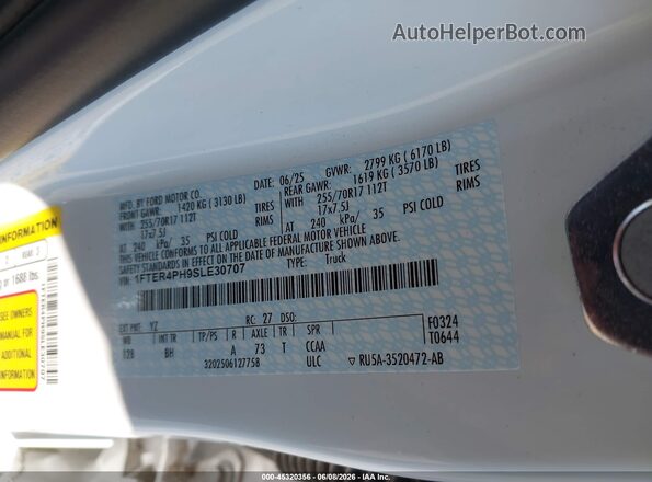 1FTER4PH9SLE30707 2025 FORD RANGER Белый Вид подкапотного пространства
