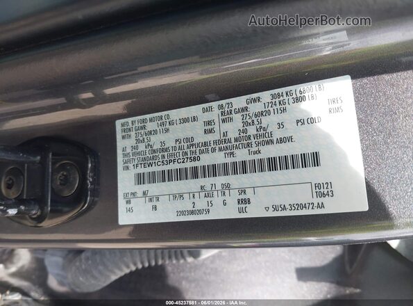 1FTEW1C53PFC27580 2023 FORD F150 Gray Widok komory silnika