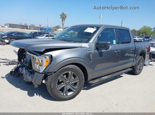 1FTEW1C83PFA14493 2023 FORD F150 Gray წინა მარცხენა ხედი სამი მეოთხედიდან